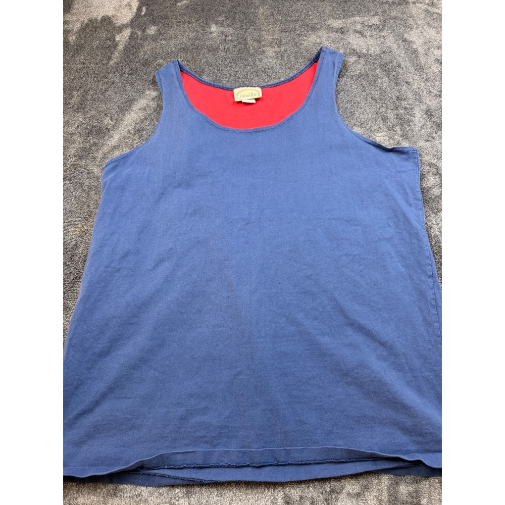 St Johns Bay Vintage Tank Top Mens Large Blue Cotton Sleeveless Scoop Neck USA‎